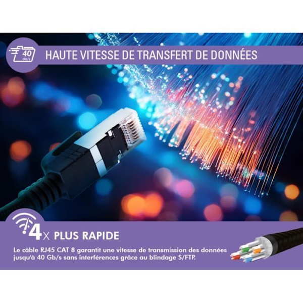 Ethernetkabel RJ45 - Power Force - CAT 8 - 5m - Dobbelt Skærm S/FTP - Sort