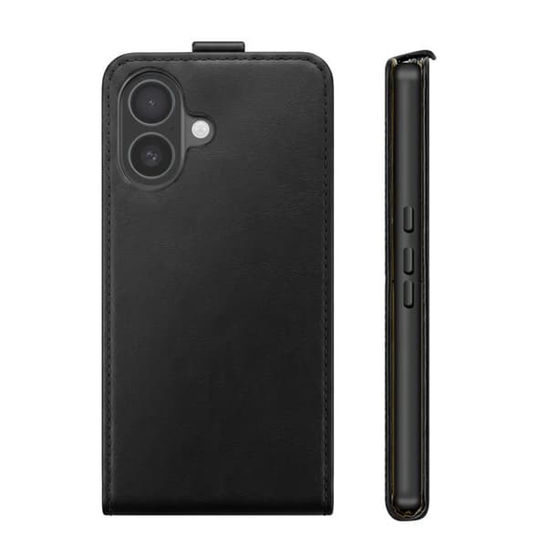 Vertikal Magnetisk Klapetui til iPhone 16 med Indbygget Kortholder Sort
