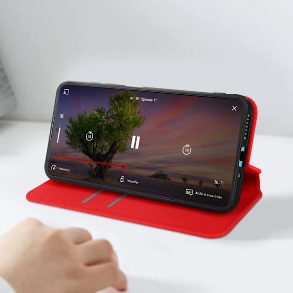 Etui til Xiaomi Redmi Note 13 5G - AVIZAR - Rød - Kortholder Video Support Röd