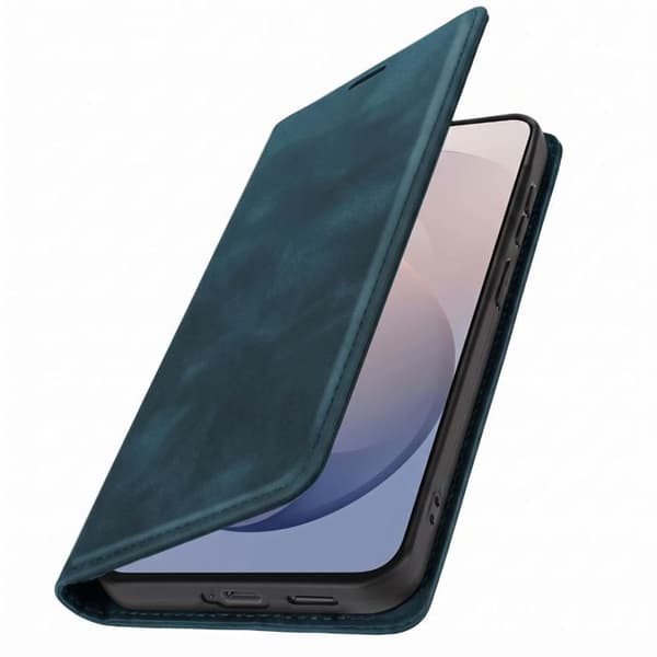 Plånboksfodral för Galaxy S26 FE Mockaeffekt med Stöd Mörkblå Blå