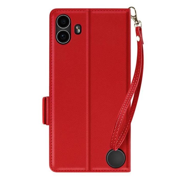 Etui för Nothing CMF Phone 1 med handledsrem, lock, stödfunktion, plånbok, röd Röd