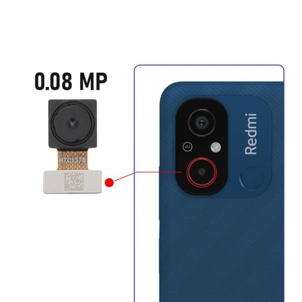 Bagkamera til Xiaomi Redmi 12C Dybdesensor 0.08MP Sort Svart