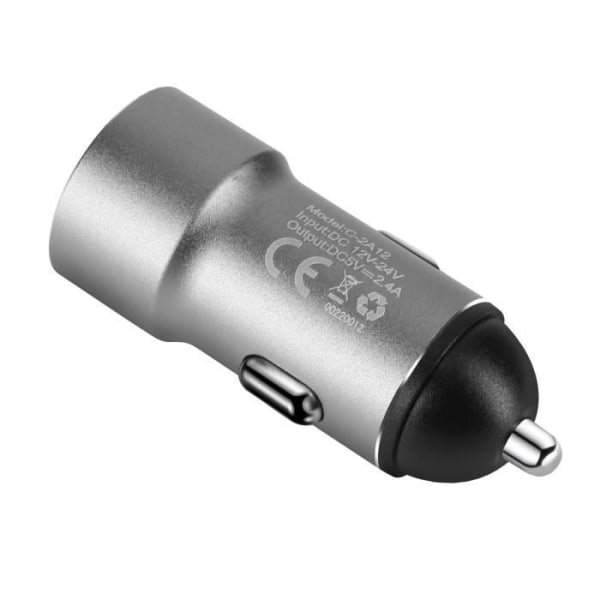 Cigarettænder Biloplader Dual USB Output 12W LinQ Sølv Grå