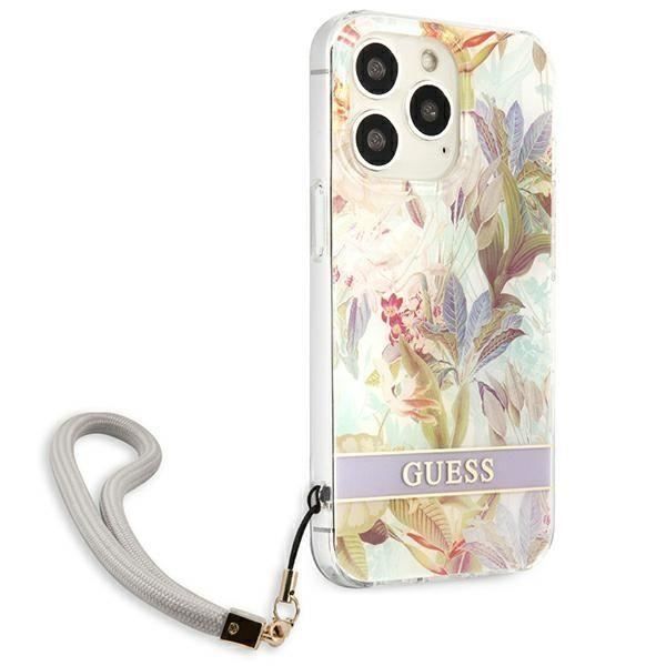 Guess Flower Cord - Fodral för iPhone 13 Pro (lila) - 3666339040574