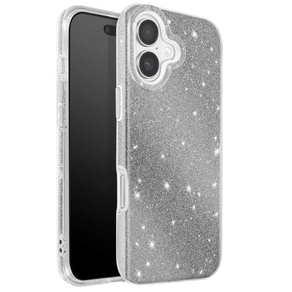Coque - ADVARE - iPhone 17 - Bi-Materiale - Glitrende Sølv - Skærm- og Kamerabeskyttelse Grå