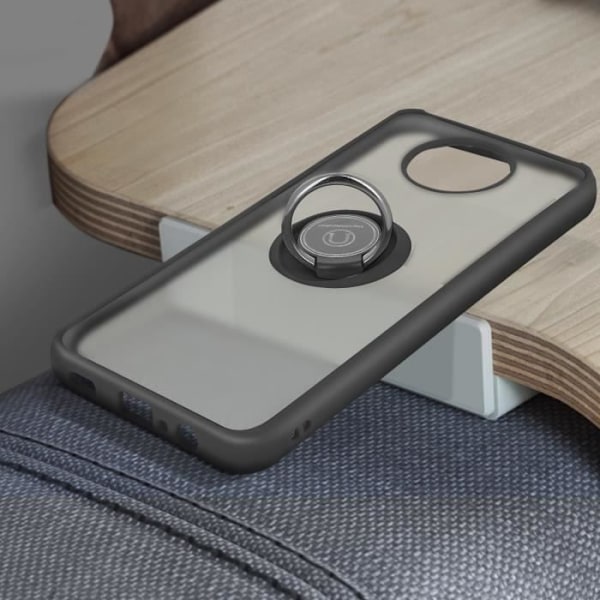 Coque - Xiaomi - Redmi Note 9T 5G - Bi-materiale - Metallisk Ring - Stødabsorberende - Sort Svart