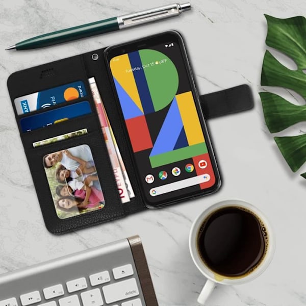 Hus - AVIZAR - Google Pixel 4 - Fodral Folio - Magnetisk - Silikon Gel - Svart Svart