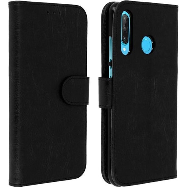 Housse - AVIZAR - Huawei P30 Lite - Folio Etui - Blød Cover - Video Støtte Sort Svart