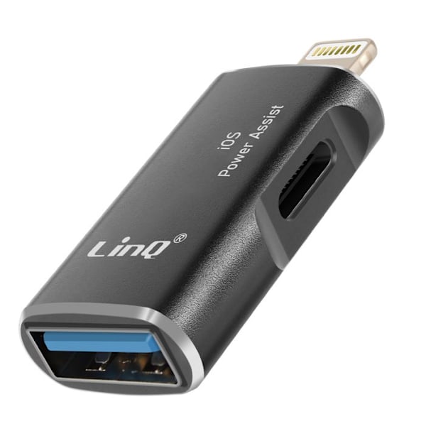 OTG USB- och USB C-adapter till Apple Lightning LinQ Svart Svart