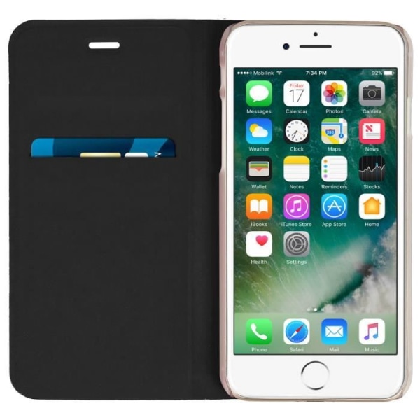 iPhone 7 / 8 Cover - AVIZAR - Ultra-tynd Pung Etui - Øko-læder - Sort - Stødbeskyttelse Svart