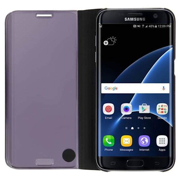 Etui Galaxy S7 Edge - AVIZAR - Klädhållare med Spegel Svart - Ställfunktion - Fullständigt skydd Svart