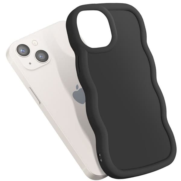 Cover til iPhone 13 - AVIZAR - Candy - Stødabsorberende silikone - Sort - Moderne design Svart