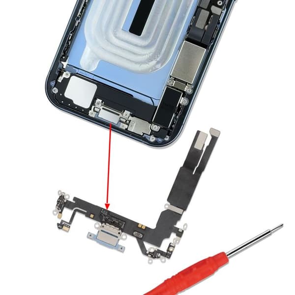 USB-C opladerstik til iPhone 17 med indbygget mikrofon lys blå Blå