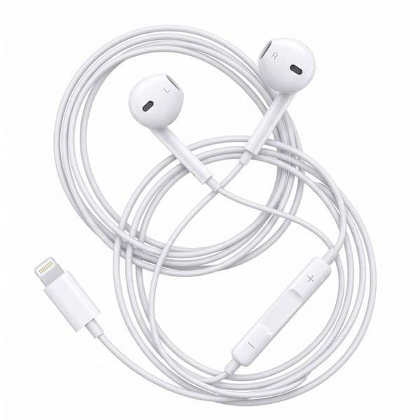 Lightning Hörlurar för iPhone 14 med inbyggd mikrofon Vit Vit