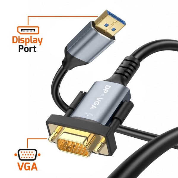 DisplayPort til VGA videoadapterkabel 1,8m Full HD 1080p 60Hz LinQ Sort