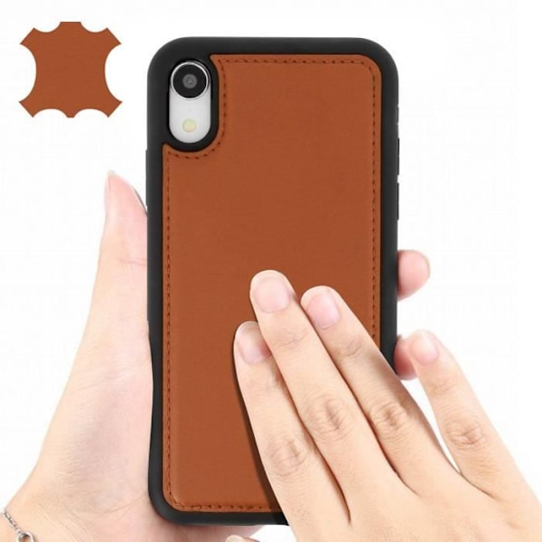 Coque iPhone XR Beskyttelse Hård Ægte Læder Akashi - Camel Brun