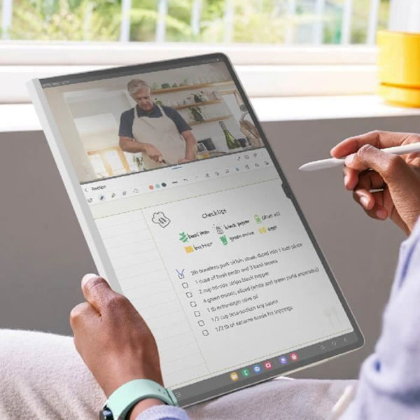 Suojakuori Galaxy Tab S9 Ultralle Alkuperäinen Samsung Note View -kansi läpinäkyvä Vit