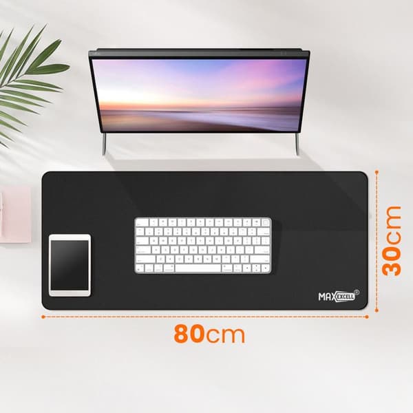 XXL Musemåtte - MAX EXCELL - 800x300mm - Glat Overflade - Antiskrid Bund - Sort