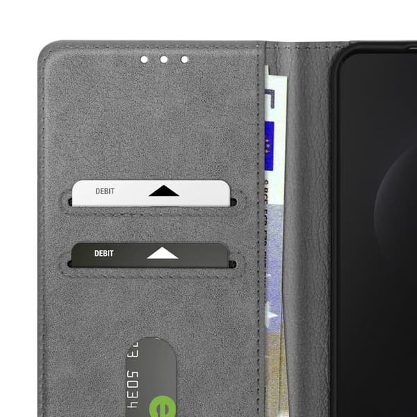 Fodral för Samsung Galaxy S25 Edge Klipp Plånbok och Videostativ Grå Grå