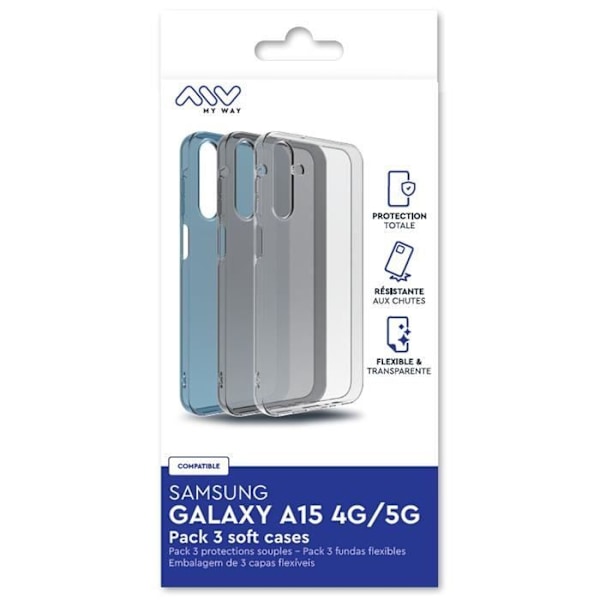 PACK 3 TRANSPARENTA MJUKA FODRAL SAMSUNG GALAXY A15 4G/5G