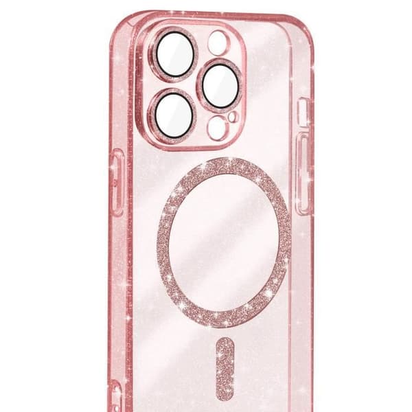 MagSafe Cover - AVIZAR - iPhone 15 Pro Max - Glitrende Silikone - Stødabsorberende - Tynd Profil Rosa