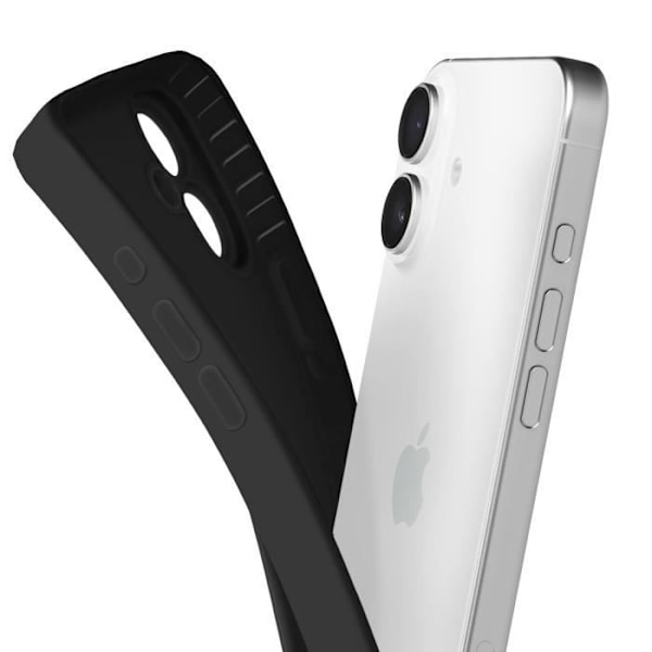 iPhone 16 Suojakuori Silikoninen Tasainen Kamera Suojattu Musta Svart