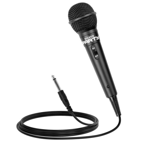 Trådbunden karaokemikrofon - BIGBEN - PARTYMIC - 6,3 mm uttag - 4 m kabel - svart