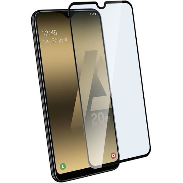 Beskyttelsesfilm - AVIZAR - Galaxy A20e - 9H hærdet glas - Affasede kanter - Fuld beskyttelse Transparent, svart