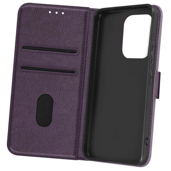 Etui til Xiaomi Redmi Note 13 4G tegnebog og videoholder mørk lilla Violett
