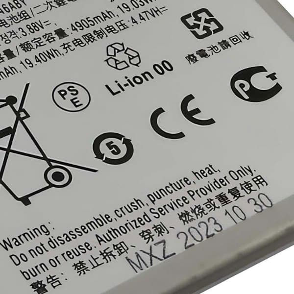 Ersättningsbatteri - AVIZAR - Galaxy A54 5G - 5000mAh - 3,8V - Litium-Polymer Grå