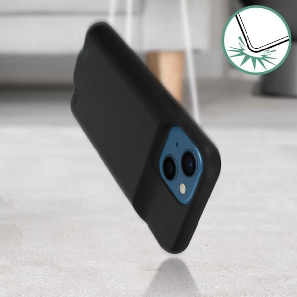 Hårdt etui - MÄRKE - iPhone 13 - Batteri 7000mAh - Modstandsdygtig beskyttelse - Soft-touch Svart