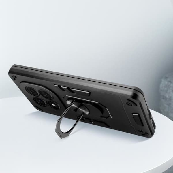 Smartphone cover - Xiaomi - Redmi Note 14 Pro/Pro Plus - Stødabsorberende - 360° roterende ring - Sort Svart