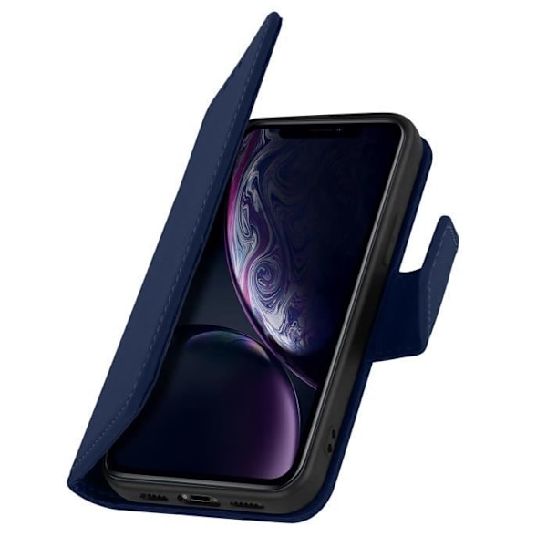 iPhone XR cover - AVIZAR - Premium okselæder - Midnatsblå - Stand funktion - Kortholder midnattsblå
