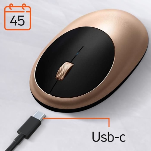 Bluetooth-mus Ergonomisk design Uppladdningsbar USB-C M1 Satechi Gold Gul