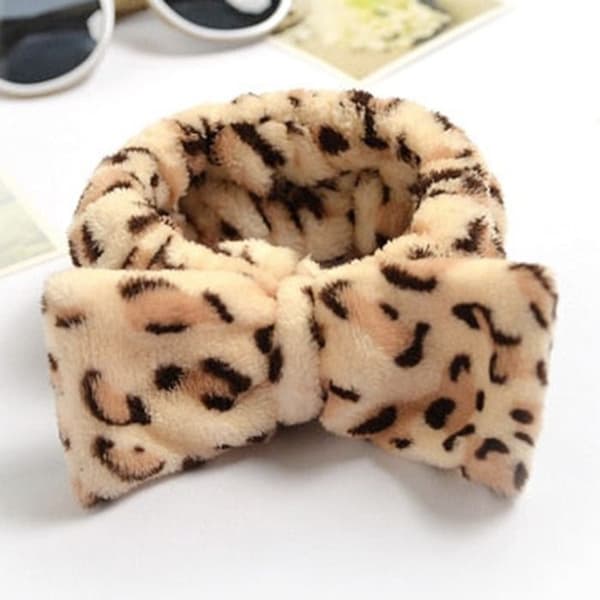 Bandeau Spa - AVIZAR - Leopard - Fleecen - Blød - Antiskrid Beige