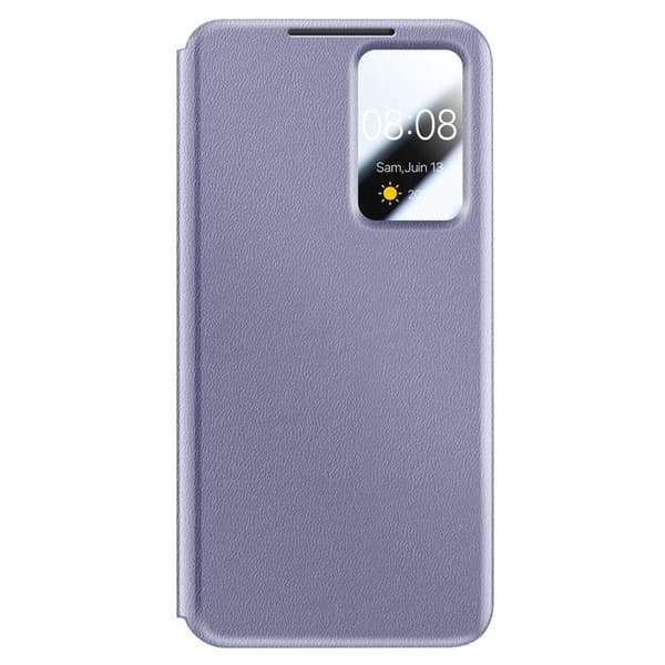 Galaxy A17:n kotelo Smart View -ikkunalla ja korttipaikalla, harmaa laventeli Grå