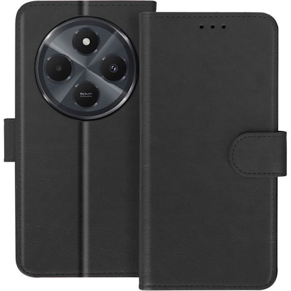 Fodral till Xiaomi Redmi 14C - AVIZAR - Wallet Flip och Video Support - Svart Svart