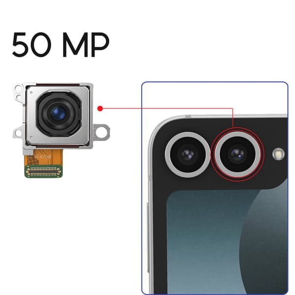 Original Bagkamera til Galaxy Z Flip 6 Hovedsensor 50MP Samsung Sort Svart