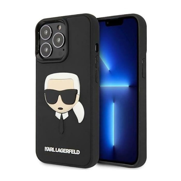 Karl Lagerfeld 3D gummi Karl-39s hoved - etui til iPhone 14 Pro (sort) - 3666339086466