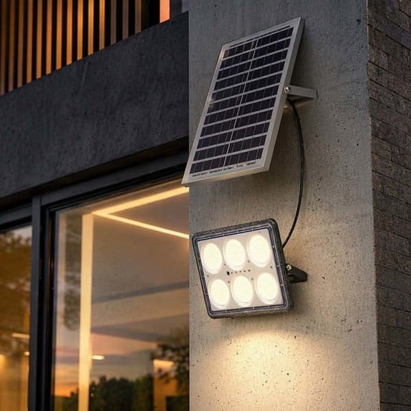 LED Projektor 15W Udendørs 9000K med 12W Solpanel Grå Grå