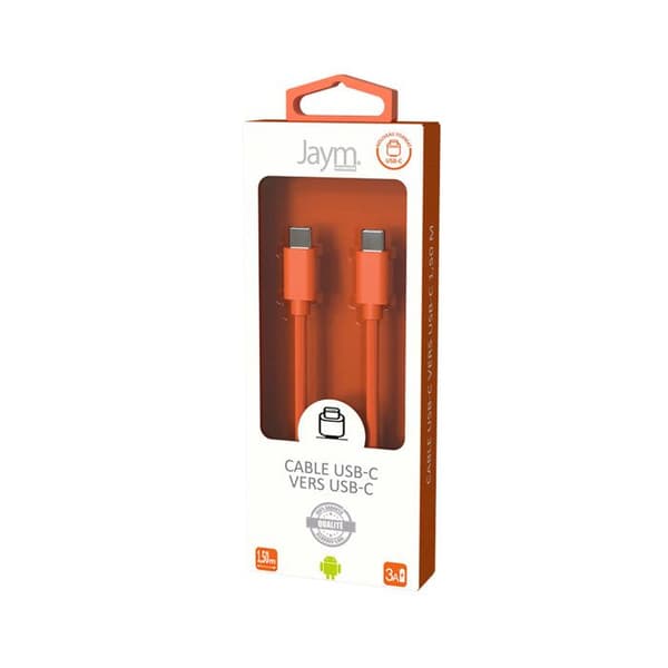 USB-C-kaapeli - JAYM - POP - 1,5m - 3A - Lataus ja Synkronointi Orange