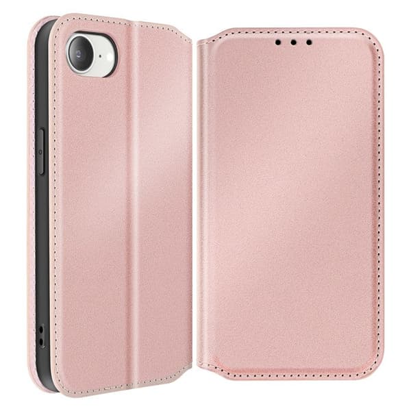 Fodral med lock för iPhone 17 med kortfack och ställfunktion i rosa Ros