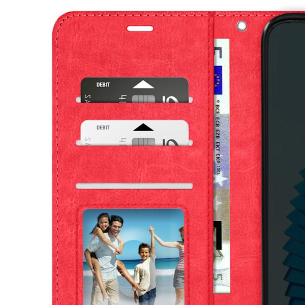 Pung etui og stativ til Honor Magic 6 Lite - MAYAXESS - Rød - Øko-læder - Håndledsrem Röd