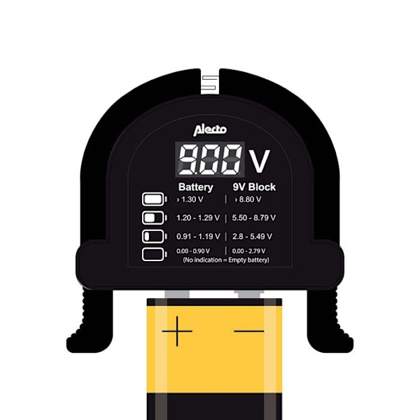 Universel Digital Batteritesteren til AA / AAA / C / D / 9V / Knapbatterier Alecto Sort