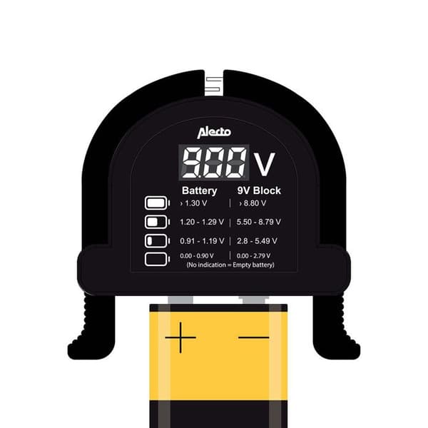 Universell Digital Batteritestare för AA / AAA / C / D / 9V / Knappar Alecto Svart
