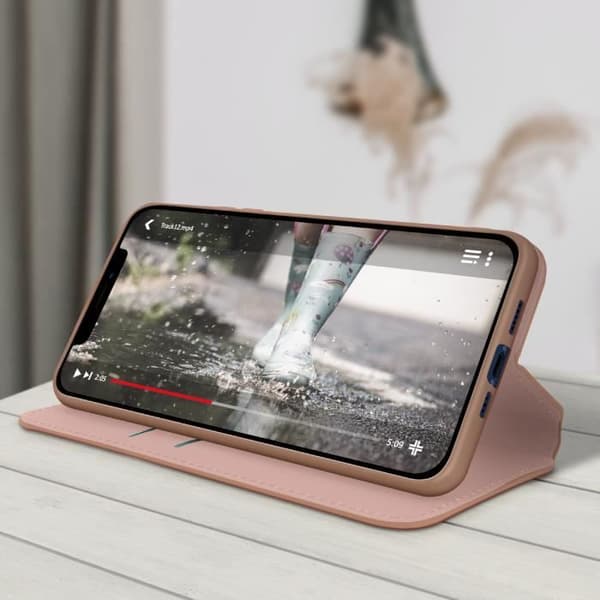 Housse Folio - AVIZAR - iPhone 12 Pro Max - Rose - Video Støtte - Kortrum Rosa