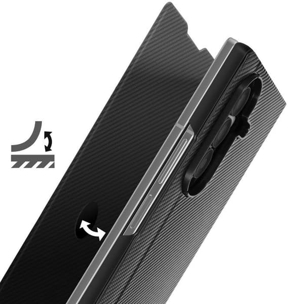 Folio-etui til Galaxy Z Fold 7 med tekstureret finish og støttefunktion i sort Svart