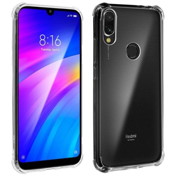 Xiaomi Redmi 7 kotelo Iskunkestävä suoja Vahvistetut kulmat Läpinäkyvä valkoinen