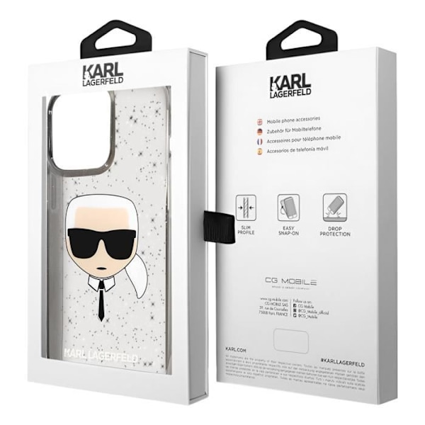 Glitter Cover til iPhone 13 Pro Smoke Finish Karl Lagerfeld Transparent Sort Svart