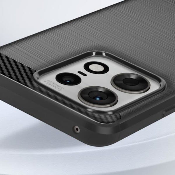 Taske til Motorola Edge 50 Pro - AVIZAR - Carbon og børstet effekt - Sort Svart